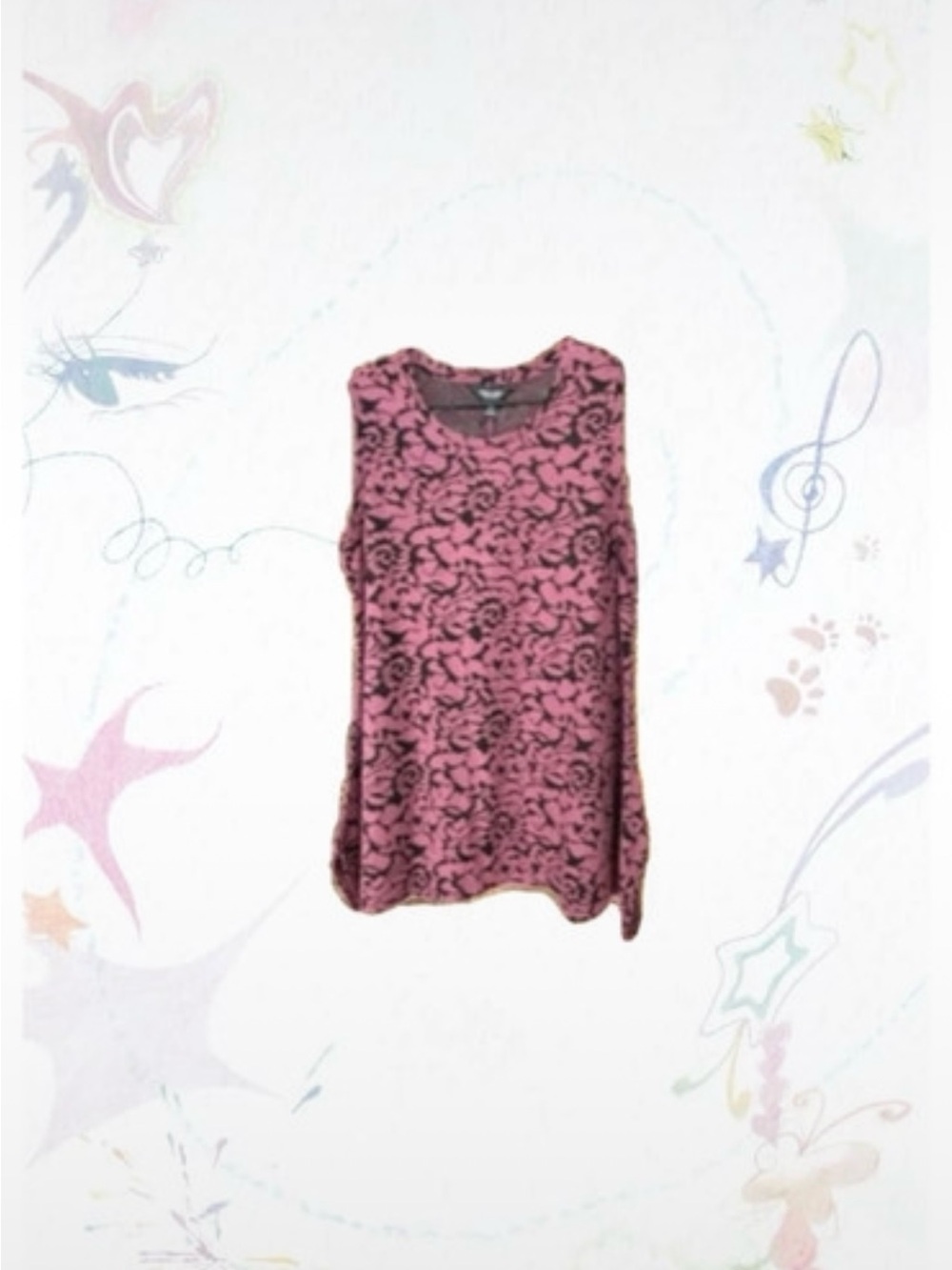 Sleeveless Pink and Black Floral Tank Top